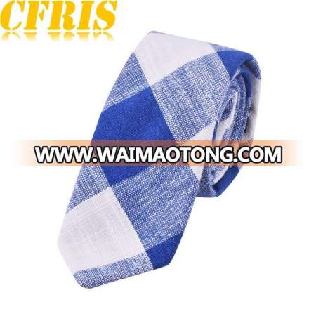 Men cotton necktie blue and white lattice Necktie