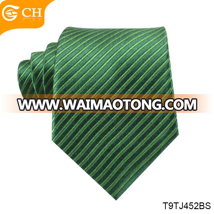 Men Accessories 2018 Custom Green Striped Design 100% Silk Men's Wide Necktie With Gift Box Packing